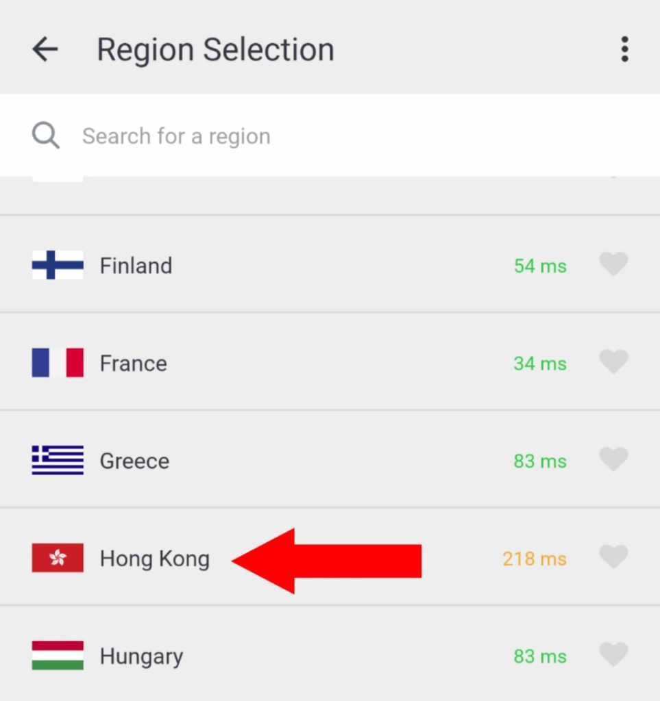 Popular VPN with Hong Kong Region option